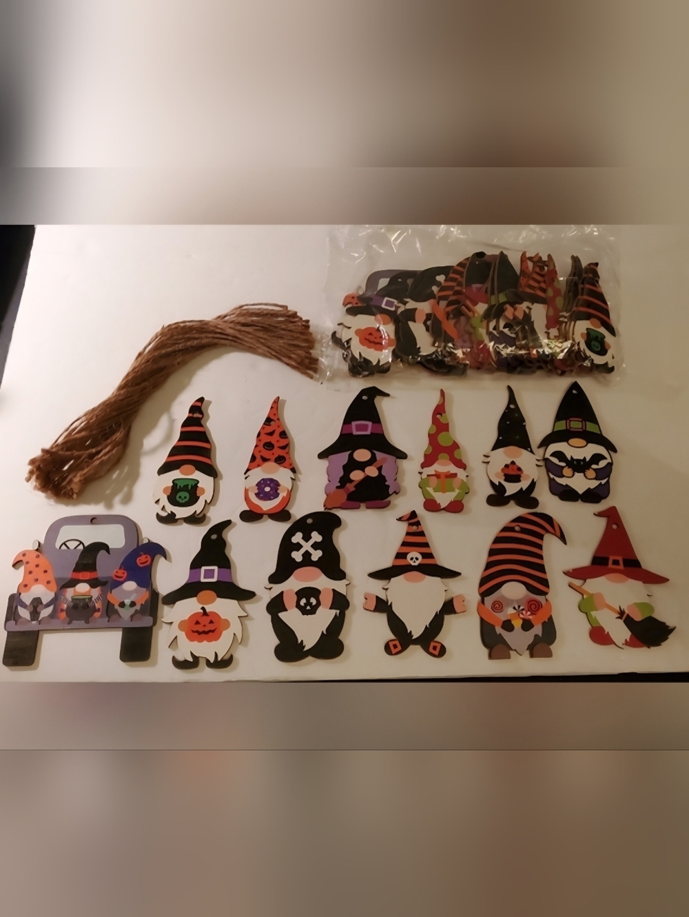 Halloween Wooden Gnomes Ornaments Set of 36 with String - Balsa Wood 2.5" - 3"